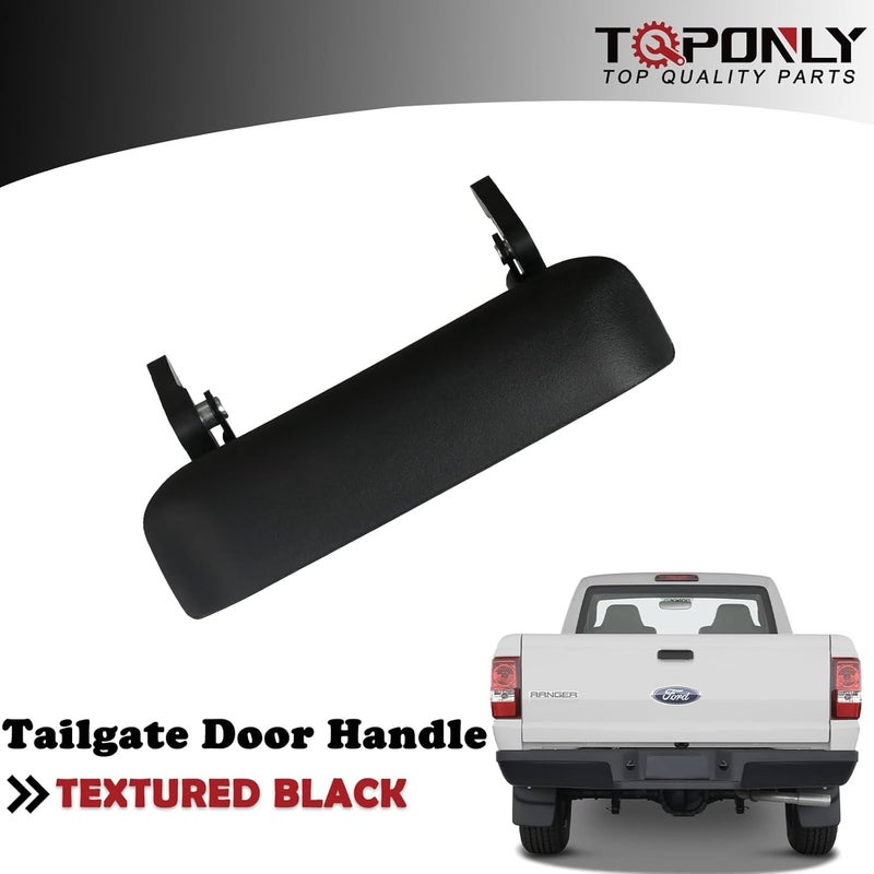 TQPONLY TQPONLT Tailgate Door Handle | Compatible with 1998-2011 Ford Ranger,2001-2010 Mazda B2300 B3000 B4000 Truck | Replace 77872 1L5Z-9943400-AAA Rear Tail Gate Latch Handle (Textured Black) - Image 2